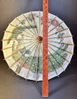 Vintage Asian Peacock Pair Parasol Lacquer Bamboo Rice Paper Handcrafted Art