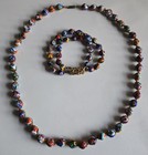 Beautiful Vintage Italian Millifiori  Beaded Necklace And Matching Bracelet Lot