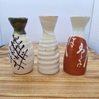 X3 Lot Japanese Asian Sake Stoneware  Pottery Carafes Soy Sauce Pitchers