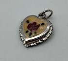 Vtg Flower Heart Enamel Mary Opens Catholic Pendant Charm Religious Sterling 925