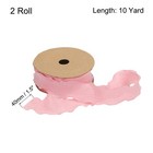 2pcs 1 5 Inch 10 Yard Satin Double Ruffle Edge Ribbon Pink Solid Color