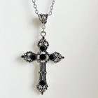 Large Baroque Christian Cross Necklace Silver Color With Crystals Gothic Unisex