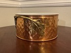 Vintage Teleflora Porcelain Dish W hammered Copper   Brass Leaf Handles Holder
