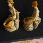 Cook Company Fantasy Mermaid Figurines Set Of 2 Orange Tails On Rocks