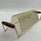 Mcm Metal Wire Slot Vinyl Record Holder Rack Wood Handles Retro Vintage 13 