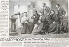 National Gramophone Co Antique 1897 Victorian Photo Ad family Listening To Music
