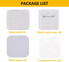 50sets Square Button Parts For  Square Button Maker Machine 2   2inch 50   50mm 