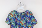 Vintage 60s 70s Mid Century Modern Womens Size Large Flower Short Sleeve Dress