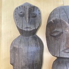 Antique Primitive Carved Wood African Tribal Sculpture Statues Set Of Two