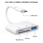 Usb C Sd Card Reader For Iphone 17 16 15 Pro Max Ipad Macbook  3-in-1  White