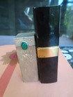 Vintage Floral Etched Silver 800 Green Jade Gemstone Lipstick Holder Case Mirror