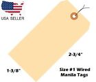 Size 1 Manila Inventory Shipping Hang Tags With Wire 2 3 4  X 1 3 8  Wired Tags