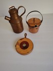 Vintage Copper Creamer Sugar Bowl And Thermometer