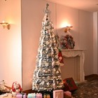 7ft Prelit Flocked Artificial Pop Up Christmas Tree Pull Up Tree 200light Silver