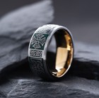 Dark Green Enamel Celtic Tungsten Carbide Ring  9mm Rose Gold Plated Band