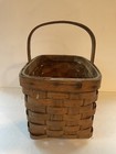 Ant Hand Woven Basket Ash Splint Wood Handle New England Primitive Country Vtg