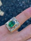 Vintage Men s 5 00ct Green Emerald   Sim Diamond Ring In 18k Yellow Gold Finish