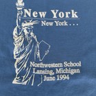 Vintage New York Statue Of Liberty Russell T Shirt Sz L 1994 Blue High School Mi