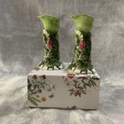 Studio Nova Garden Bloom Ceramic Candlesticks 2 Raspberry Berry Leaf Design