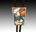 Spiny Oyster Turquoise Bolo Tie Nickel Silver  The Maverick Collection