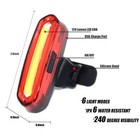 6 Modes Led Bicycle Cycling Tail Light Usb Rechargeable Bike Rear Warning Light