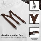 Men s Heavy Duty Suspenders Adjustable 1  Y-back Strong Metal Clips Brown