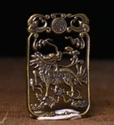 4cm Old Chinese Bronze Kylin Unicorn Qilin Chi-lin Dragon Beast Amulet Pendant
