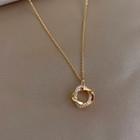 Women Necklace 18k Gold Plated Stainless Steel Chain Decor Pendant Charm Jewelry