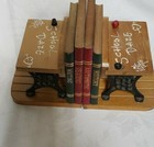  Antique Desk School Daze Wood Cast Iron Enesco Vintage Book End Set