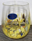 New Set Of 2 Murano Style White Cristal Yellow Confetti Stemless Wine Glasses