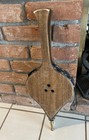 Vintage Fireplace Bellows Wood   Black Leather With Brass Or Copper Studs