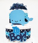 It s A Boy Whale Diaper Cake  3 Tier Under The Sea Baby Shower Centerpiece