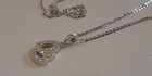 Double Heart Pendant Necklace W   75 Ct Lab Accents  925 Sterling Silver  18  