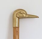 Wooden Walking Stick Cane Brass Duck Head Handle 36 In  Euc