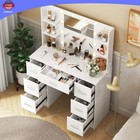 100cm Vanity Desk Set With Led Lights Mirror Makeup Dressing Table And 7 Drawers
