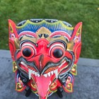 Vintage Balinese Garuda Mask Hand Painted Marked Mythical Ceremonial Wall Art