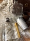Vintage Travel Bar Leather Case Shot Glass Liquor Decanter Poker Chips Cards Cup