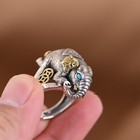 Solid 925 Sterling Silver Band Men Women Coin Turquoise Eye Elephant Ring 20 6g