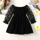 Kids Baby Girls Mesh Polka Dot One Shoulder Princess Dress Party Birthday Skirts