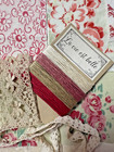 Pretty Vintage French Slow Stitch Fabric Strips   Trims Kit With Wood Spool