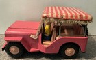 Vintage Rosko Nomura T n  Willys Surrey Jeep Pink Battery Operated Needs Repair