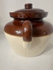 Mccoy Pottery  342 Bean Pot Brown Tan Pear Fruit Ovenproof Double Handle Vintage