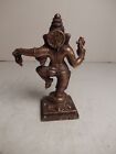 Antique Dancing Ganesh Ganesha Brass Bronze Hindu God Ganpati Elephant Figure     