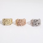 Solid 10k Gold Large Square Nugget Ring Yellow White Rose Gold