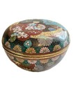Exquisite Antique Japanese Round Trinket Box - Meiji Period 3 5    X 2 5   
