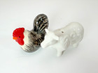 Vintage Ceramic Rooster And Cow Salt   Pepper Shakers Set Farmhouse