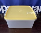 Tupperware Square Away Goody Box Container 4l 16 Cup Clear W  Yellow Seal New