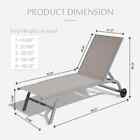 2 Pieces Of Outdoor Metal Chaise Lounge Chair W wheels For Pool   khaki   