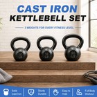 Balancefrom Cast Iron Kettlebell Weights Set W  Handle  10  15  And 20 Lb  Gray