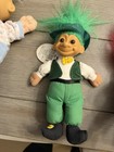 Vintage Troll Doll Russ 8  Leprechaun Green Hair Hat   Clothes St Patrick W Tag